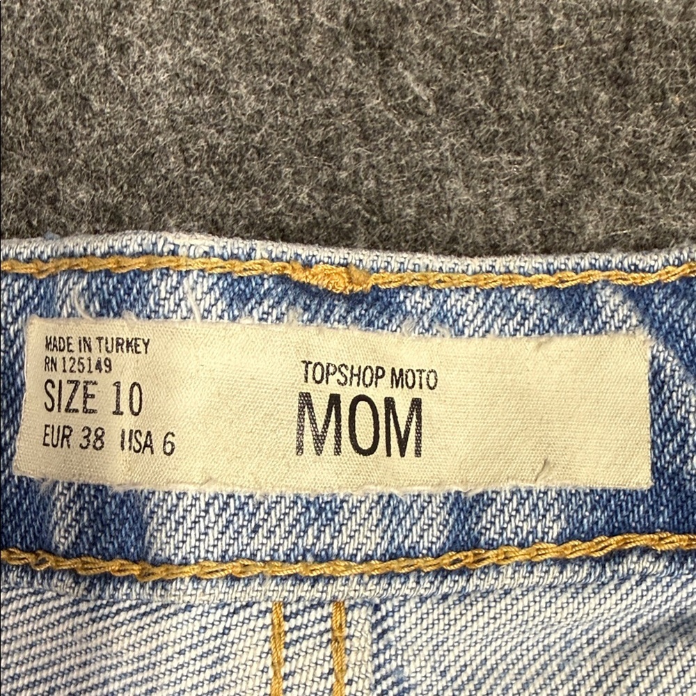 Topshop Light Blue Distressed Jean Shorts - Picture 2 of 4